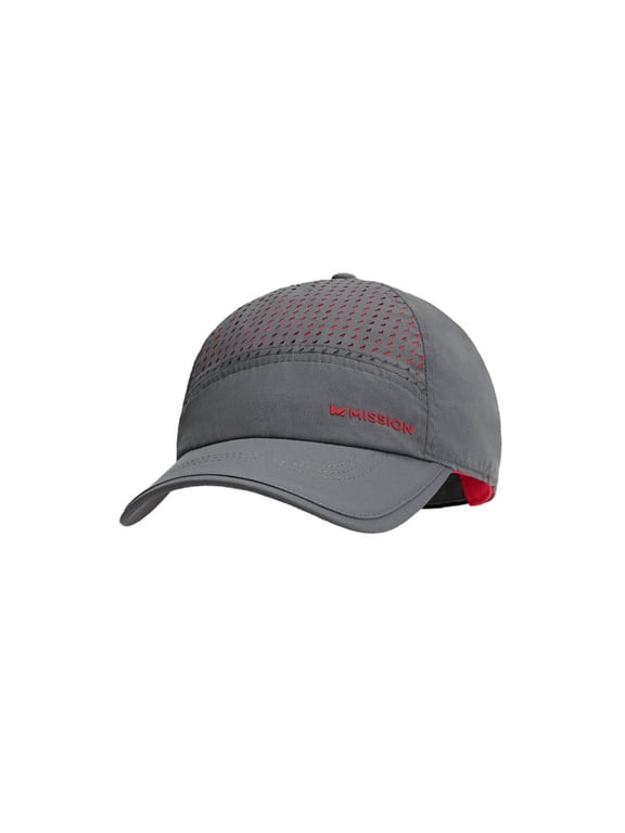 Max Cooling Laser Cut Performance Hat- Unisex Baseball Cap, Cools When Wet- Charcoal/Teaberry, one Size