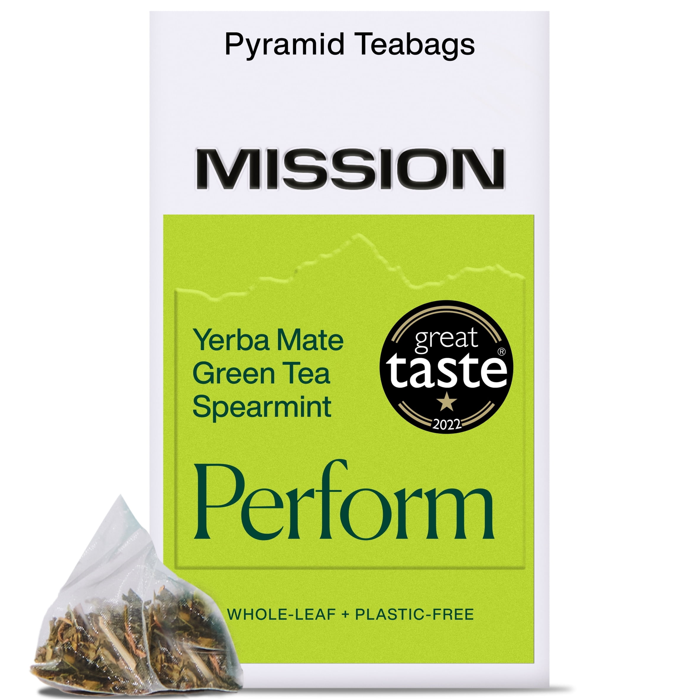 MISSION Perform Yerba Mate with Green Tea, Spearmint 15 Tea Bags 30g, Imported from Britain