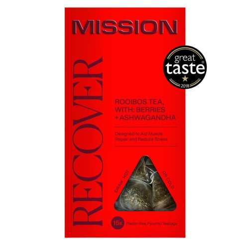 MISSION Recover Rooibos Tea Bags with Berry + Ashwagandha 15's, British Import (Pack of 3)