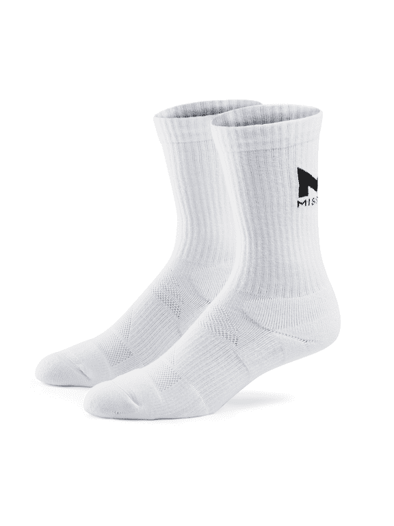 Unisex Performance Crew Socks, Large, White, 2- Pack