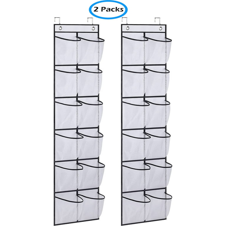  STORAGE MANIAC 2 Pack Over the Door Shoe Organizer, Hanging Shoe  Organizer, 12 Large Pockets Shoe Storage Rack Organizer for Closet and Dorm  Narrow Door Shoe Storage, Grey : Home & Kitchen