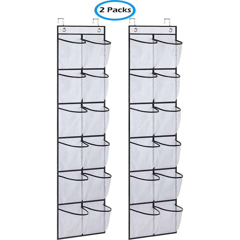 TIOYOTY Over The Door Shoe Organizer, 2 Pack Hanging Organizer with Large  Deep Pockets, Rack for Closet and Dorm Narrow Door, Holder Black