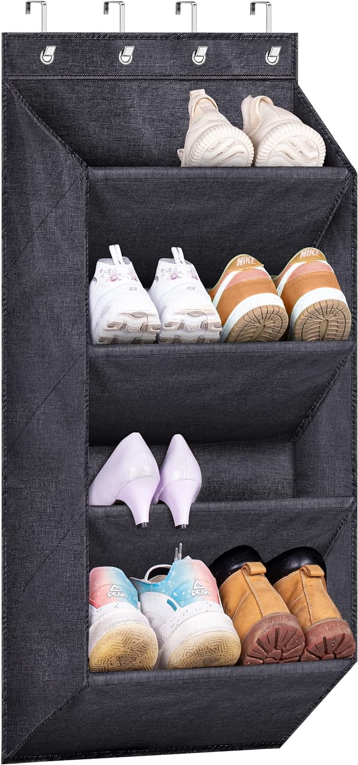 Shoe Organiser Hanging With 14 Large Mesh Pockets 2 Hooks, Overdoor