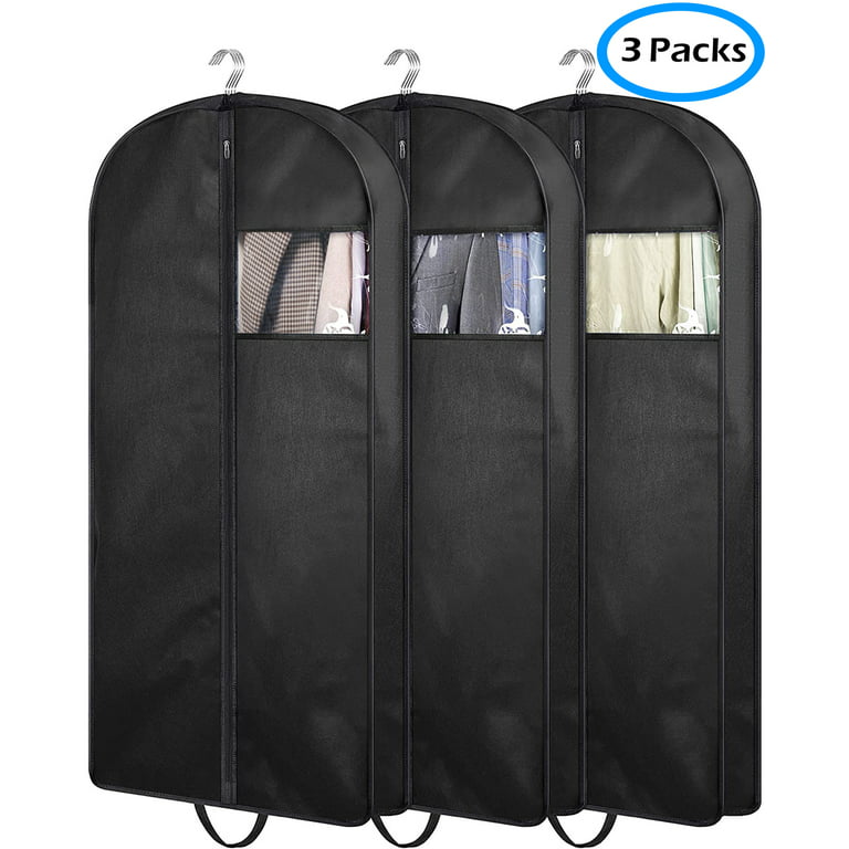 Black Garment Bag for Travel and Storage, with Zipper and Eye-Hole, Carry  Handles for Suits Tuxedos Dresses Coats 26 inch x 42 inch x 5 inch