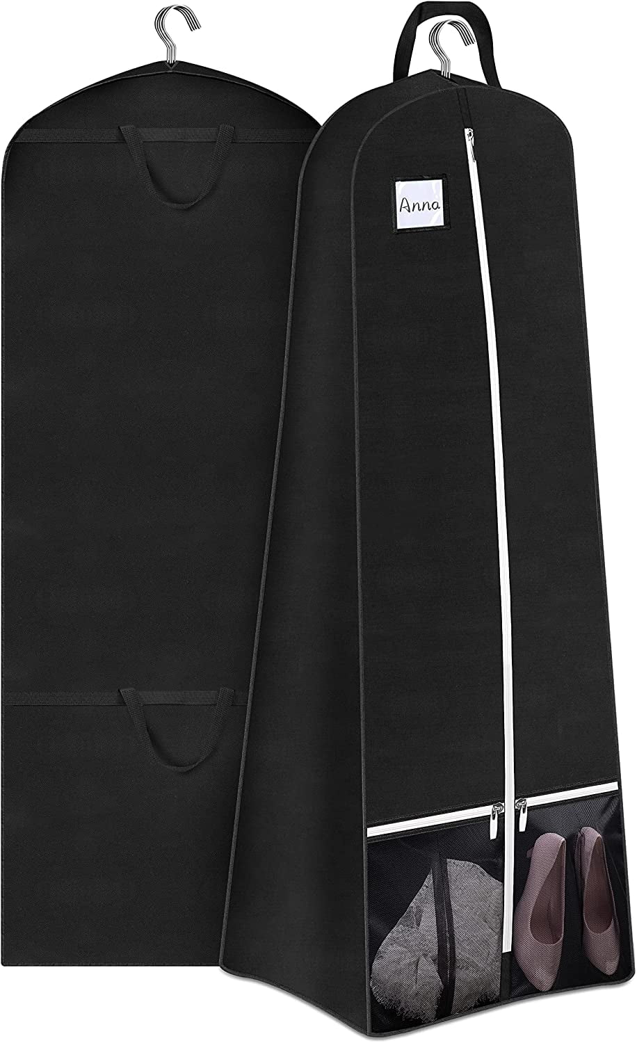 Misslo Hanging Garment Bags for Travel Closet Storage 50 inch Moving Bags for Clothes, Dress, Jacket, Shirt, Suit Cover, Black, Adult Unisex