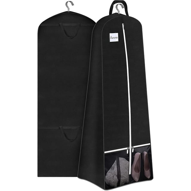 MISSLO 72" Bridal Wedding Gown Garment Bag for Long Dresses 15" Gusset Travel Garment Cover