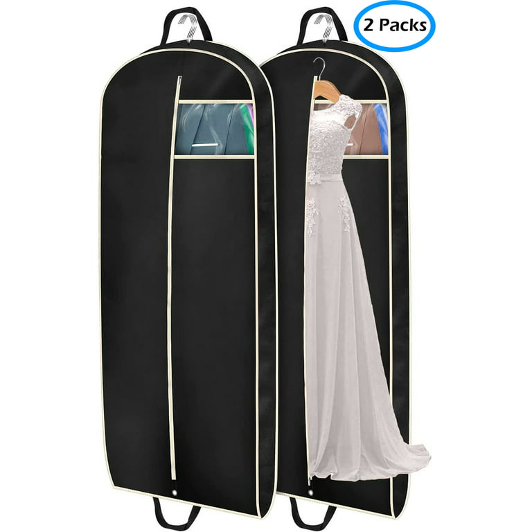 Misslo Breathable 54 inch Hanging Garment Bags for Storage Suit, Dress, Coat, Clothes Protector for Closet, Travel - Black - 2 Pack, Adult Unisex