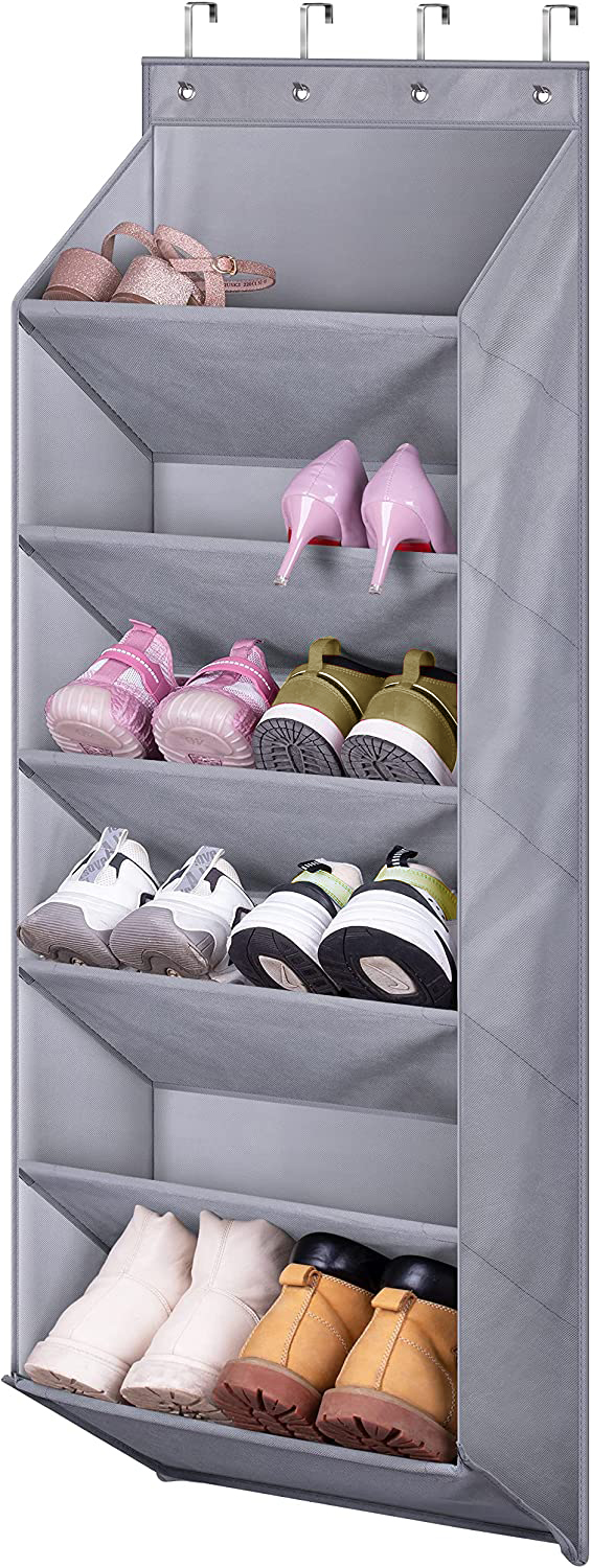 MISSLO Heavy Duty Hanging Door Shoe Rack Deep Pockets Storage Organizer for Closet and Dorm Holds 12 Pairs Grey Walmart