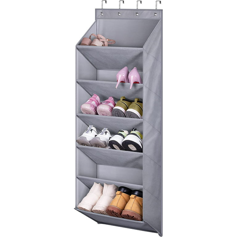 MISSLO Door Shoe Rack With Deep Pockets Over the Door Shoe Storage Organizer  for Narrow Closet and Dorm Holds 12 Pairs Shoe Hanger holder Grey 