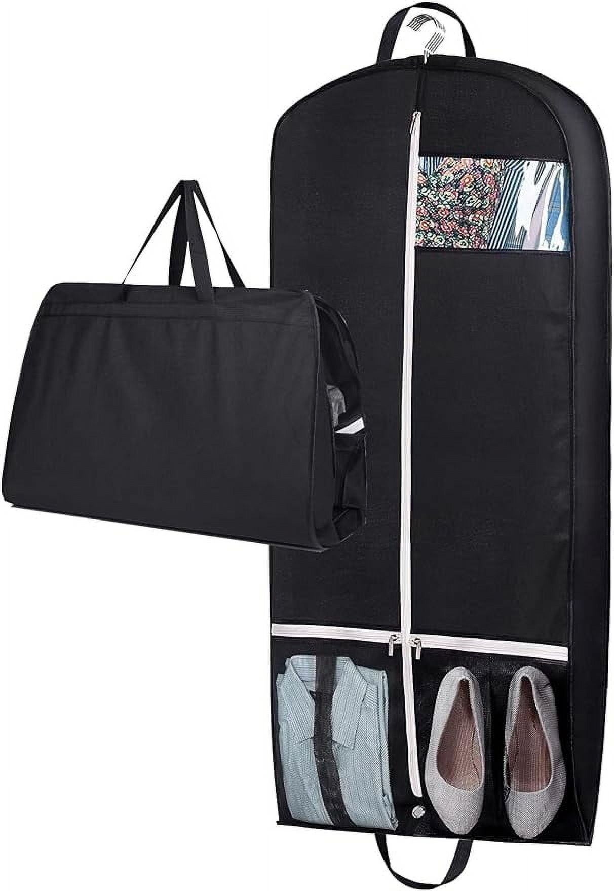 MISSLO 43 Gusseted Travel Garment Bags with Extra Zippered Organizers Mothproof for Long Dress Suit Storage Black Walmart