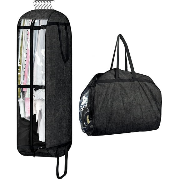 MISSLO Hanging Garment Bags for Travel Closet Storage 50" Moving Bags for Clothes, Dress, Jacket, Shirt, Suit Cover, Black