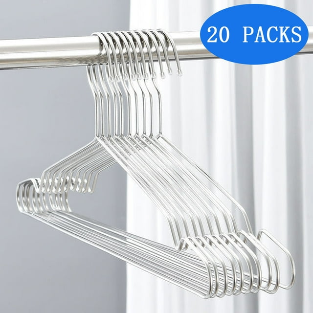 MISSLO 20 Pack Stainless Steel Hangers, Heavy Duty, Non Slip, Ultra