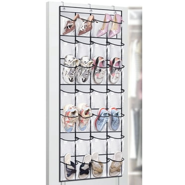 MISSLO Large Clear Shoe Organizer 28 Crystal Pockets Hanging Shoe Rack Closet Over the Door Shoe Holder Storage for Men Women Boys, White