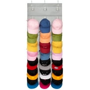 MISSLO Over the Door Hat Rack Organizer 24 Loops Hanging Baseball Cap Storage for Wall Dispaly Snapbacks, Sport Cap Holder Hanger, Gray