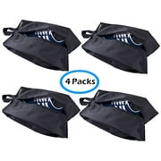 MISSLO Portable Travel Shoe Bags with Zipper Waterproof Shoe Storage Pouches for Men Women Toiletry Organizer (Pack 4, Black)