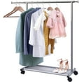 thumbnail image 1 of MISSLO Short Garment Clothes Rack with Wheels and Bottom Storage Shelves Heavy Duty Rolling Metal Hanging Clothes Rail for Kids, Adult Coat, Closet, Wardrobe, 1 of 8
