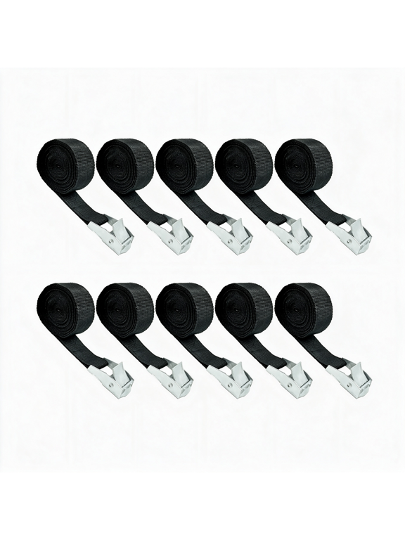 10 Pack Cam Buckle Straps, Lashing Straps with Buckles Adjustable, 1" X 78" Cam Buckle Tie Down Straps for Securing Luggage, Cargo, Bicycles, Motorcycles