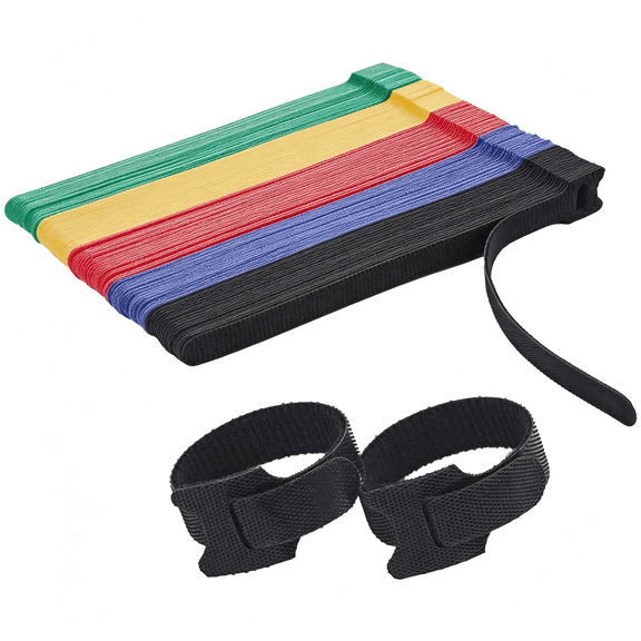 MISSMILE 100 Pcs Reusable Cable Ties with Hook and Loop, Multi-Purpose Adjustable 8 Inch Cable Management Wire Ties Cable Straps for Organizing Home, Office and Data Centers (Multicolored)