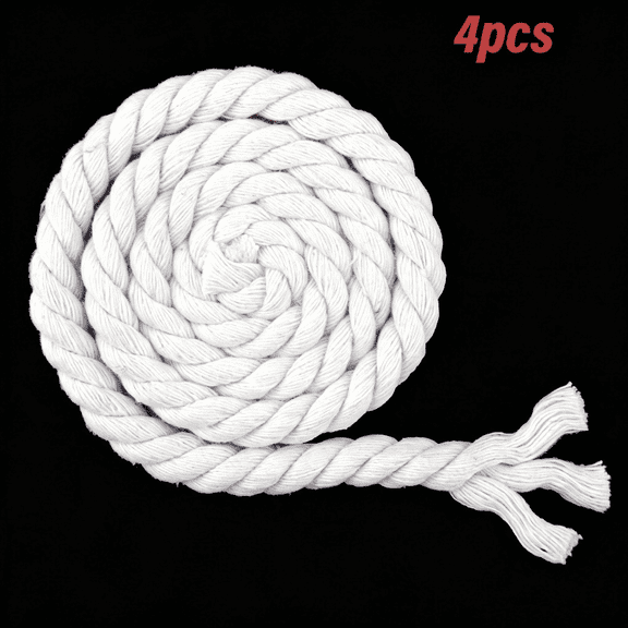 MISSMILE 10Mm X 13 Feet White Cotton Rope,3 Strand Clothes Line Outdoors,Twisted Braided Thick Macrame Cord for Diy Wall Hanging Plant Hanger Knotting Clothesline