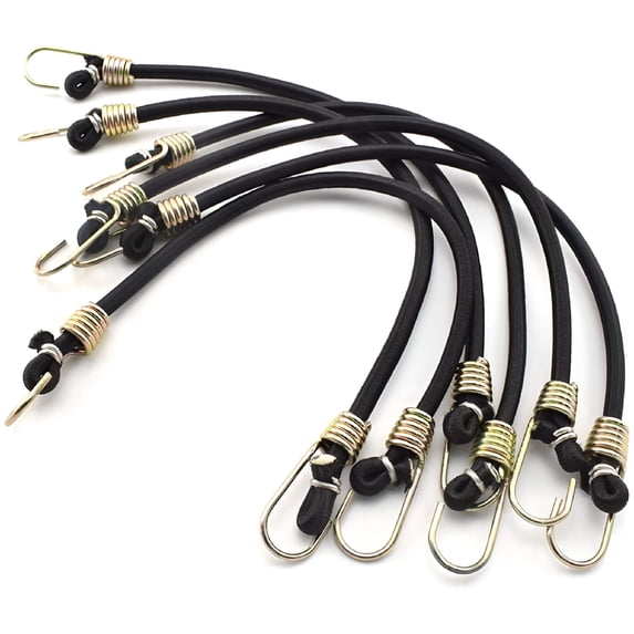 MISSMILE 10PCS Bungee Cords with Hooks,Bungee Cords Heavy Duty Outdoor,Mini Bungee Cords with Hooks for Bike Rack,Camping,Tarp Covers,Motorcycle,Luggage (Black)