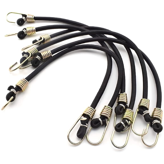 MISSMILE 10PCS Bungee Cords with Hooks,Bungee Cords Heavy Duty Outdoor,Mini Bungee Cords with Hooks for Bike Rack,Camping,Tarp Covers,Motorcycle,Luggage (Black)