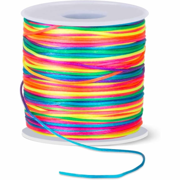 MISSMILE 110 Yards Nylon String,1.5Mm Bracelet String,Durable Nylon Cord for Jewelry Making,Bracelets,Beading,Necklaces,Rattail Braiding,Kumihimo,Wind Chimes,Blinds and Handicrafts(Rainbow)