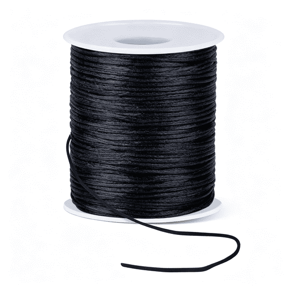MISSMILE 110 Yards Nylon String,1.5Mm Bracelet String,Durable Nylon Cord for Jewelry Making,Bracelets,Beading,Necklaces,Rattail Braiding,Kumihimo,Wind Chimes,Blinds and Handicrafts(Black)