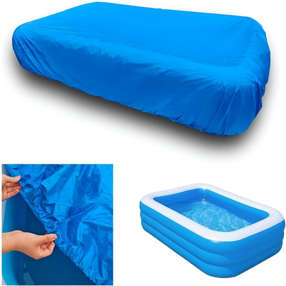 MISSMILE 130x72 inch Inflatable Pool Cover,10ft Swimming Rectangular Pool Covers,120 x 72 x 22 Rectangle Pool Cover,103 x 69 inch,Built-in Elastic Band,Extra Buckle,Thickened