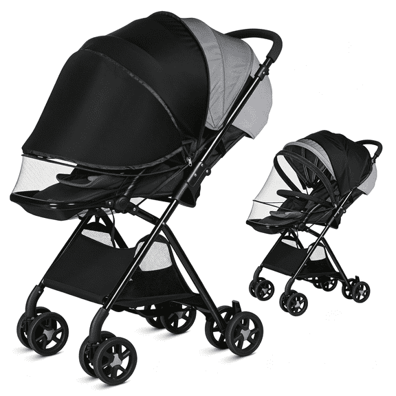 MISSMILE 2-In-1 Durable Baby Mosquito Net with Upf50+ Sunshade for Stroller, Universal Mosquito for Stroller with Two-Way Zippers & Storage Bag, Breathable & Foldable Baby Bug Net for Strollers