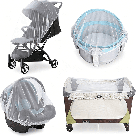 MISSMILE 2 Pack Baby Mosquito Net for Stroller, Durable Bug Net for Stroller, Car Seats, Bassinets, Cradles, Playards, Pack N Plays and Portable Mini Crib, Portable & Durable Baby Insect Netting