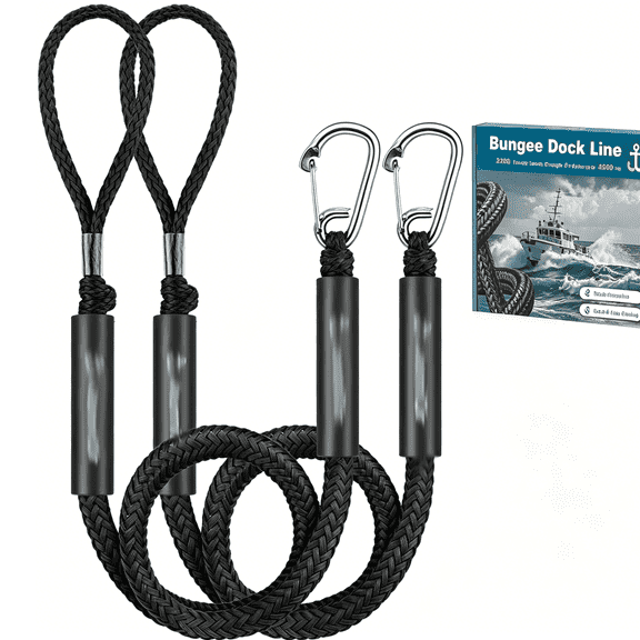 MISSMILE 2 Pack Bungee Dock Lines for Boats 4.3 Feet with 316 Stainless Clips for Pwc, Jet Ski, Kayak, Watercraft, Pontoon, Shock Absorbing Tie Off Downs Boat Mooring Ropes Accessories
