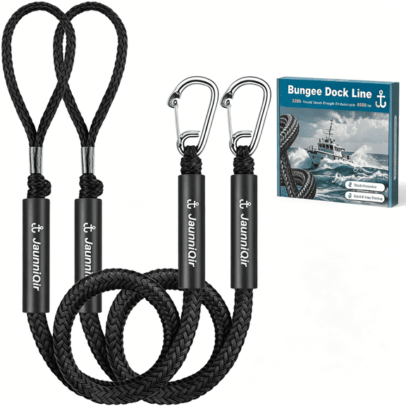 MISSMILE 2 Pack Bungee Dock Lines for Boats, 4.3 Ft Shock Absorbing Mooring Ropes with 316 Stainless Steel Clips for PWC, Jet Ski, Kayak, Pontoon