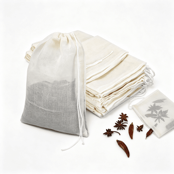 MISSMILE 20 Pcs Tea Bags Empty Cotton Spice Bags for Cooking Unbleached,Muslin Drawstring Cheese Cloth Cotton Bag for Straining Sachet Bag Loose Leaf Tea (3 X 4 Inches)