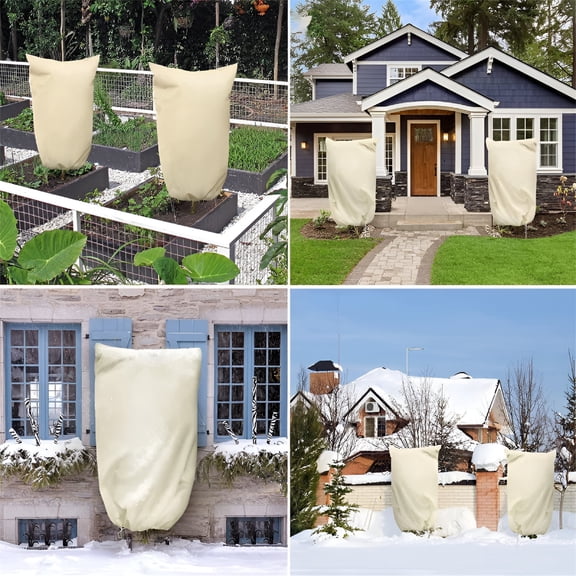 MISSMILE 2026 New 2 Packs Thickened Plant Frost Protection Cover with Drawstring-Winter Cold Weather Barrier for Garden Shrubs Flowers-Reusable Freeze Proof Insulation Wrap-Windproof Snow Shield