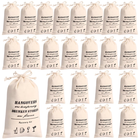 MISSMILE 2026 New 24 Pcs Hangover Kit Bag with Drawstring Soft Cloth Party Favor Bag Multifunctional Bachelor Party Supply for Candy Jewelry Mini Cosmetic Bachelor Party Favors