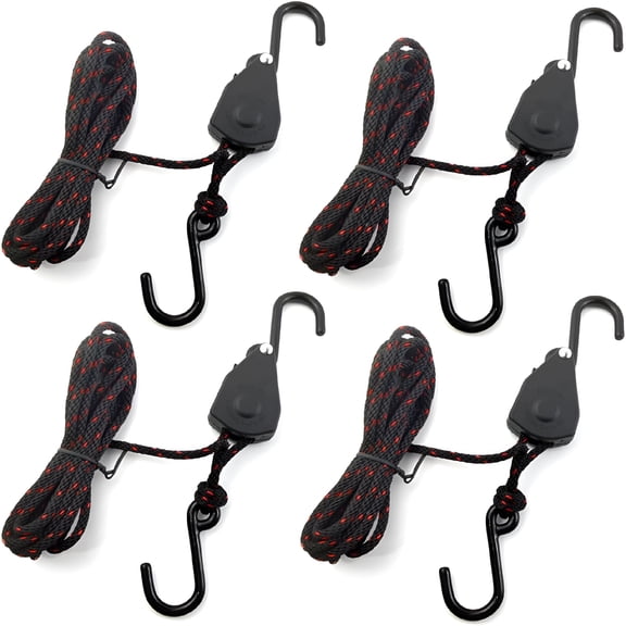 MISSMILE 2026 New 4Pcs 8Ft 1/8In Adjustable Heavy Duty Rope Hanger Ratchet Kayak and Canoe Bow and Stern Tie Downs Straps for Kayak,Canoe,Boat,Trailer,Vehicle
