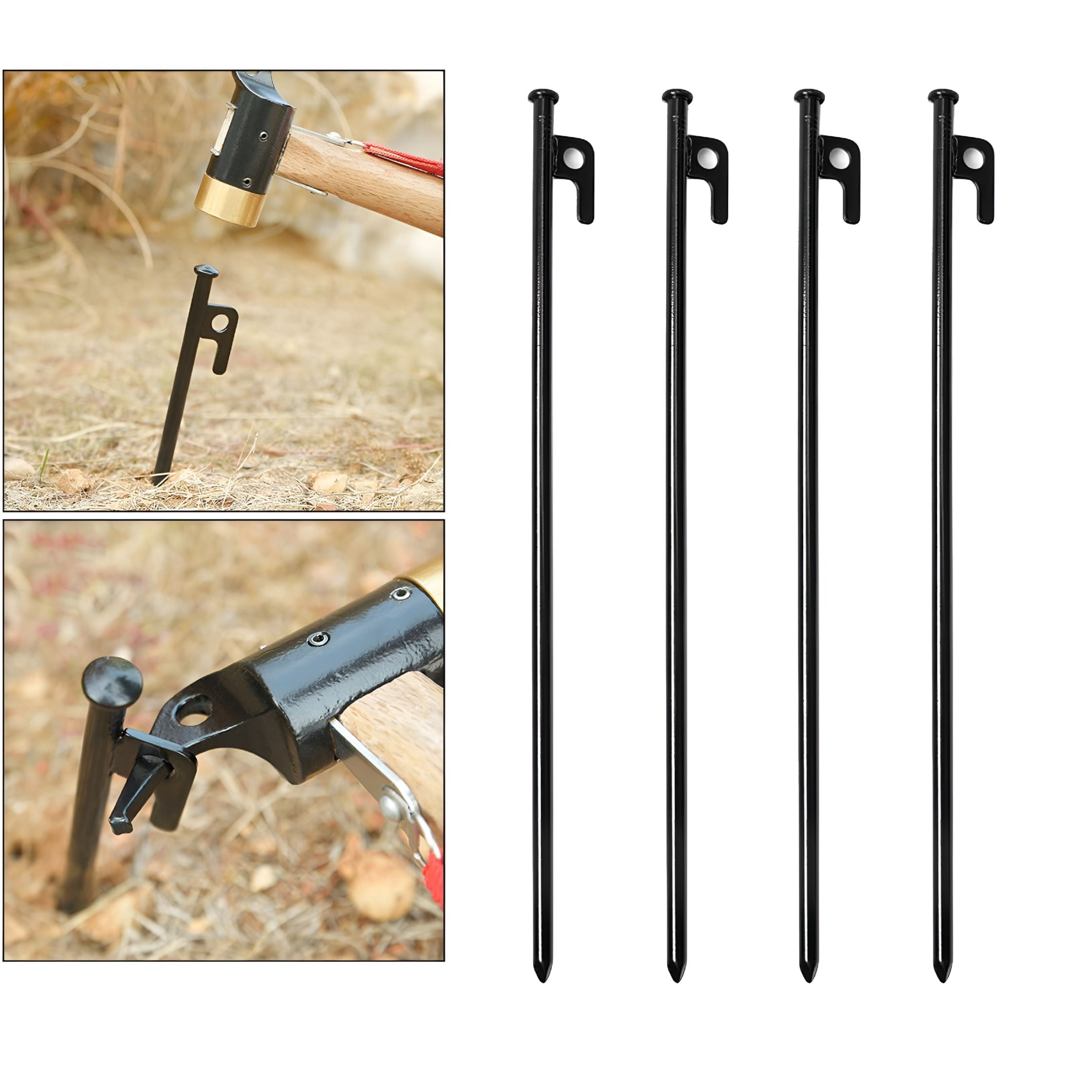 MISSMILE 2026 New 4Pcs/Set Heavy Duty Tent Stakes, Awning Anchor Tarp Pegs, Canopy Ground Nails, Outdoor Garden Camping Hiking Trip Accessories 40Cm