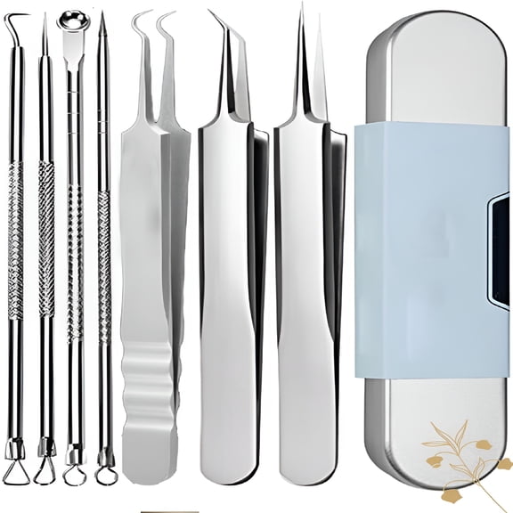 MISSMILE 2026 New Blackhead Extraction Tool Kit, Professional Stainless Steel Acne Blackhead Remover Tweezers and Pimple Popper Tool, Extraction Tools for Estheticians for Home, Spa, Salon, Skincare