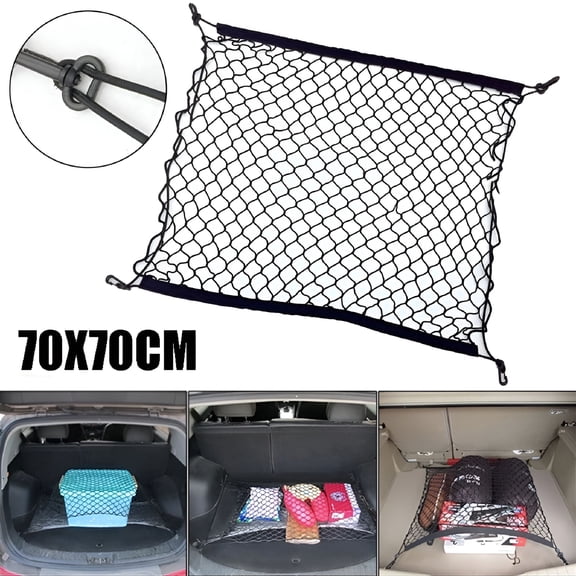 MISSMILE 2026 New Elastic Floor Car Boot Net Cargo Storage Mesh Suv Truck Netting Luggage 70X70Cm,For Vehicle Storage,Trunk Organization,Cargo Security,Road Trips,Outdoor Activities.