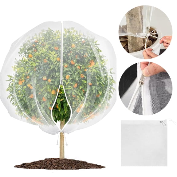 MISSMILE 2026 New Large Fruit Tree Netting Cover for Garden, Orchard, Backyard, Farm with Zipper,Drawstring Design Ultra-Fine Mesh Transparent Bird Insect Garden Netting Plant Cover Mesh Screen
