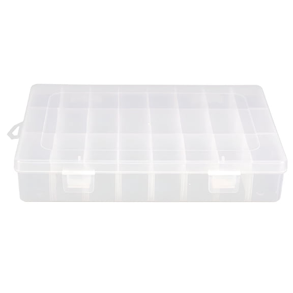 MISSMILE 24 Grids Clear Fishing Tackle Box Fishing Box Plastic Tackle Box (24 Slots) Fishing Tools