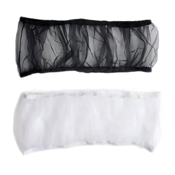 MISSMILE 2Pcs Bird Cage Cover,Adjustable Soft Airy Nylon Mesh Parrot Net,Universal Feather Seed Catcher,Birdcage Cover Skirt Sheer Guard for Round Square Bird Cages (White + Black)