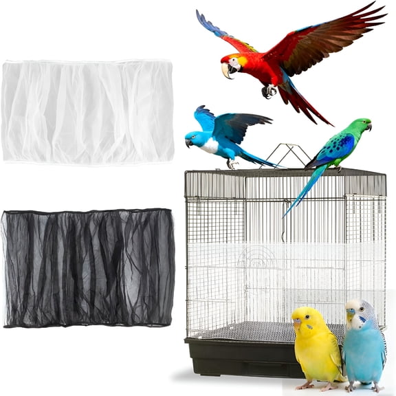 MISSMILE 2Pcs Bird Cage Seed Catcher-Bird Cage Cover,Birds Cages Netting Skirt Birds Cages Seed Catcher Guard for Parrot Parakeet Enclosures