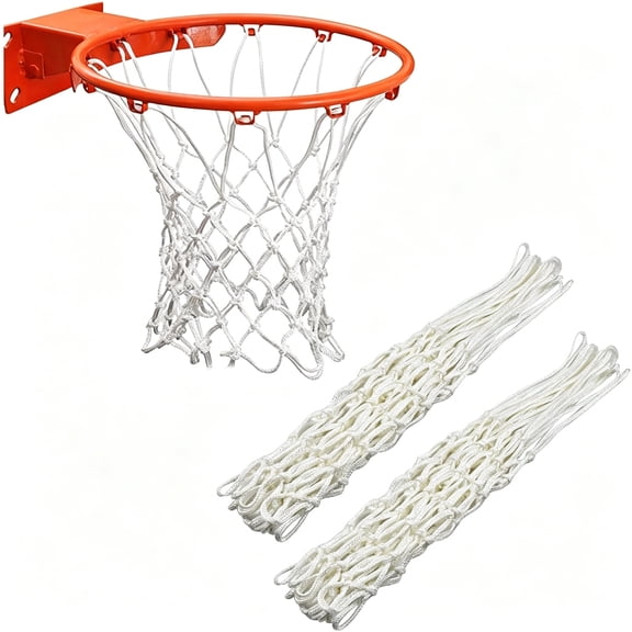 MISSMILE 2Pcs Heavy Duty Basketball Net Replacement Fits Standard 12 Loop Basketball Hoop Net for Indoors and Outdoors Gym Equipment
