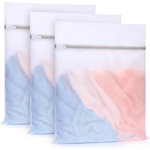 MISSMILE 3Pcs Durable Fine Mesh Laundry Bags for Delicates 16 X 20 Inches (3 Large)