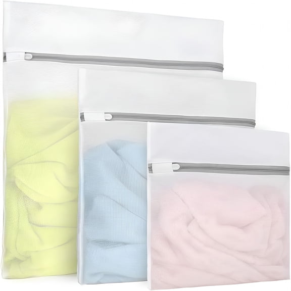 MISSMILE 3Pcs Durable Fine Mesh Laundry Bags for Delicates (1Large,1Medium,1Small)