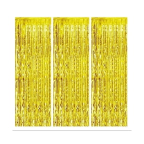 MISSMILE 3Pcs Gold Backdrop,Easy Peel-and-Stick Plastic Tinsel Backdrop,Versatile Backdrop
