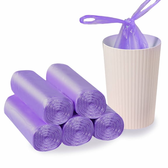CCOCC 4 Gallon Small Trash Bags,Purple 23x17 Inch for Kitchen Bathroom Office,5 Rolls 150 Count