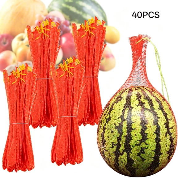 MISSMILE 40 Pcs Watermelon Hammock for Trellis,17.7 in Red Melon Hammock for Trellis,Heavy Duty Fruit Hammock Cradle for Cantaloupes