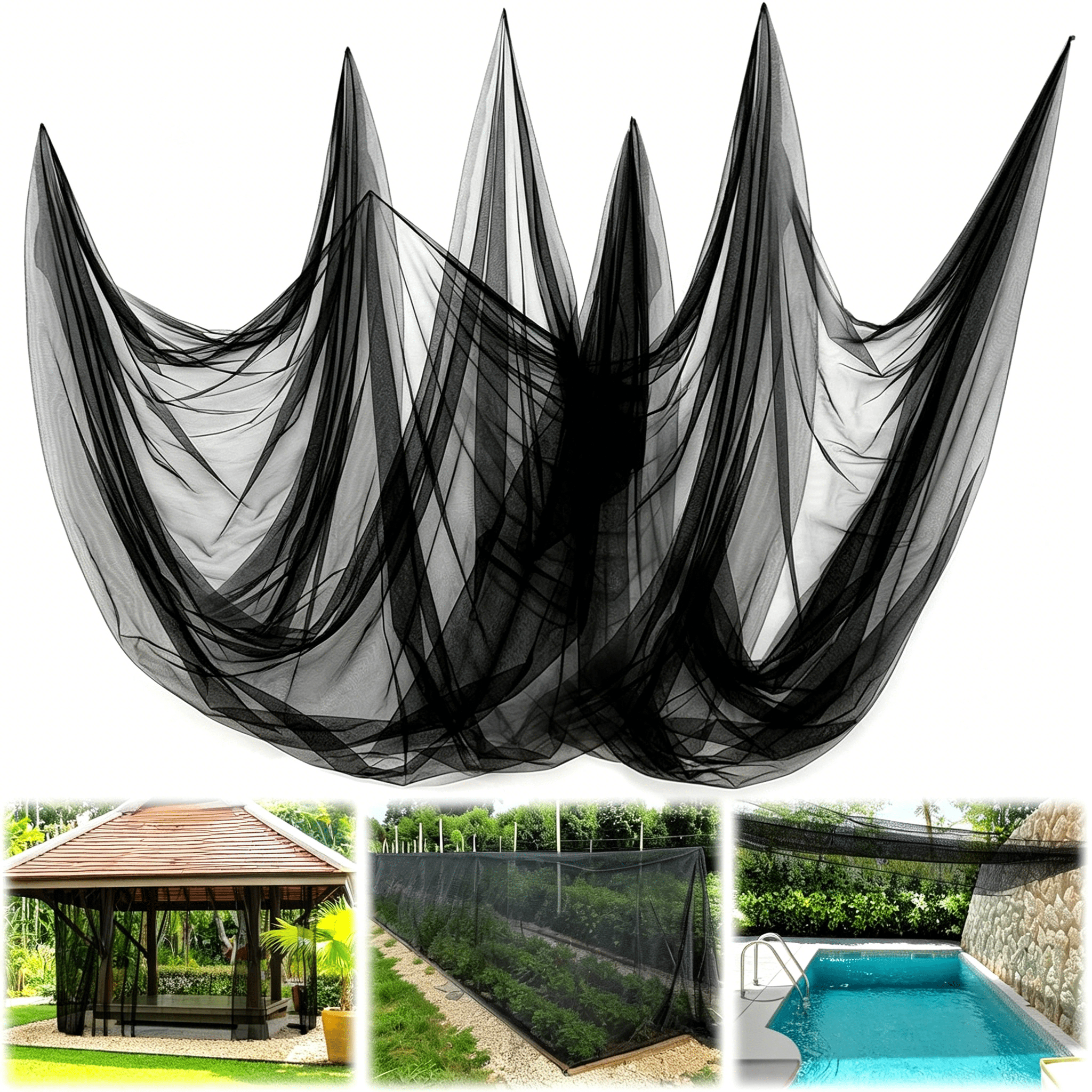 MISSMILE 40X10Ft Nearly Invisible Mosquito Net for Patio - Mesh Netting ...